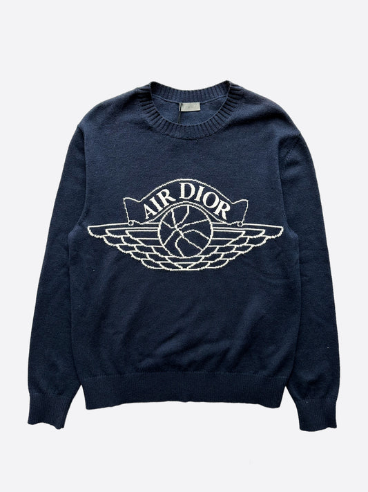 Dior Air Jordan Navy Wings Logo Cashmere Blend Sweater
