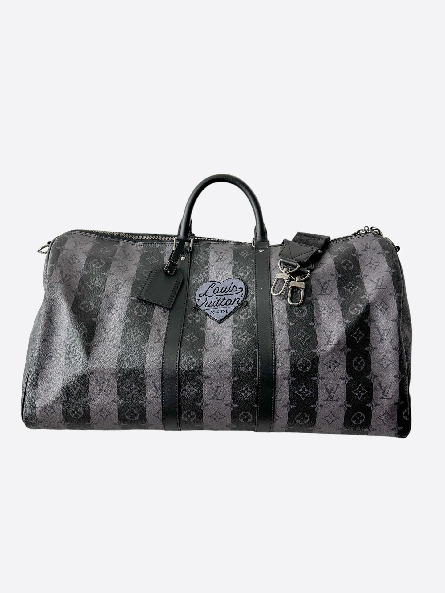 lv duffle bag black and grey
