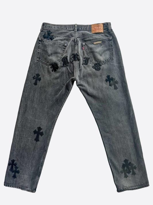 Chrome Hearts Levi's Grey Paris Exclusive Cross Patch Jeans