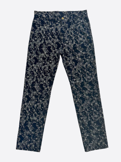 Louis Vuitton Navy Distressed Monogram Jeans