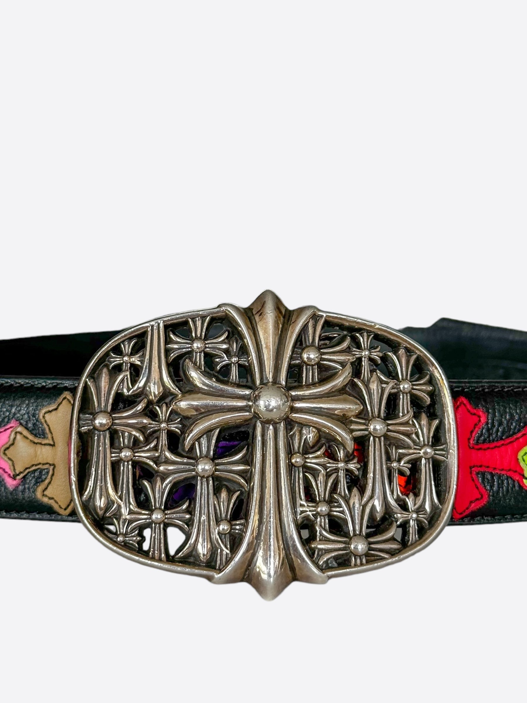 Chrome Hearts Black Multicolor Cross Patch Cemetery Belt