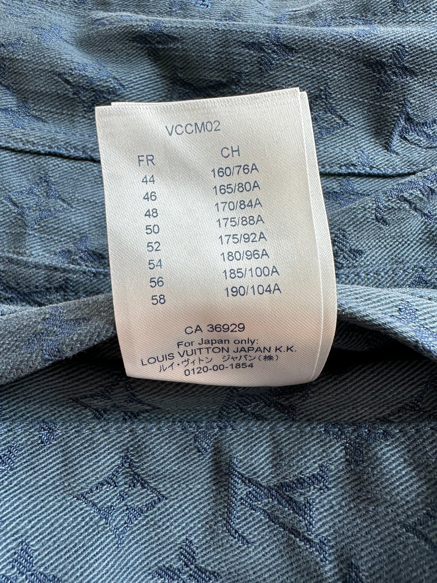 Louis Vuitton Monogram Padded Denim Jacket, Blue, 46