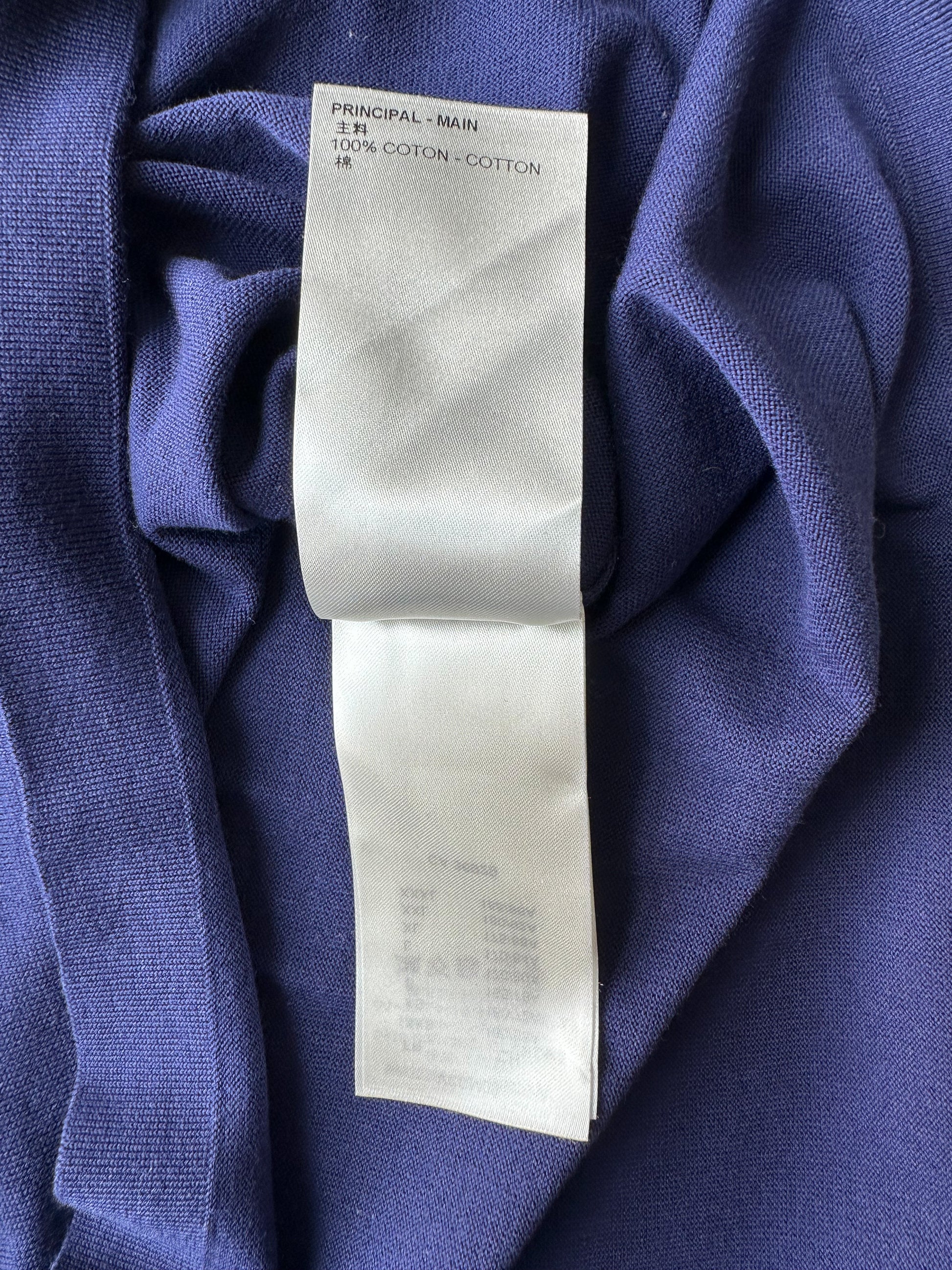 Louis Vuitton Blue & White Script Logo Intarsia T-Shirt