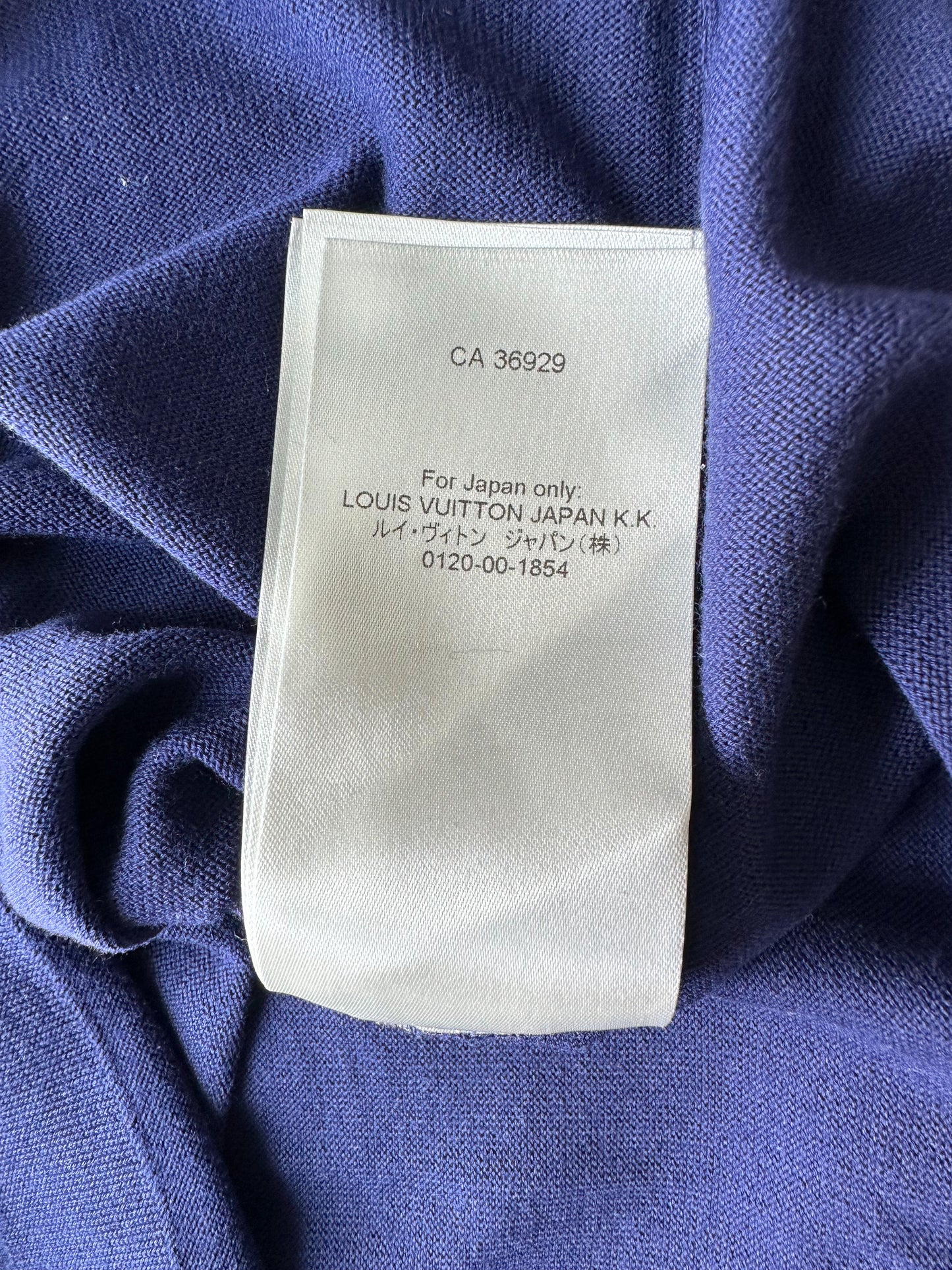 Louis Vuitton Louis Vuitton Blue & White Script Logo Intarsia T