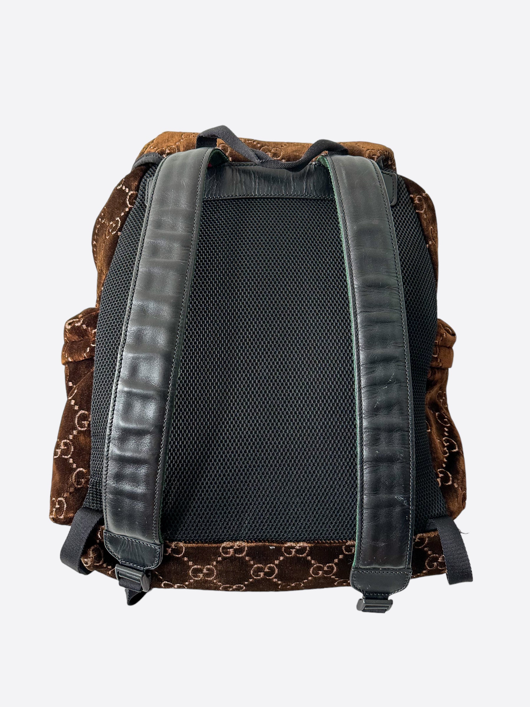 Gucci Brown Velvet GG Monogram Backpack