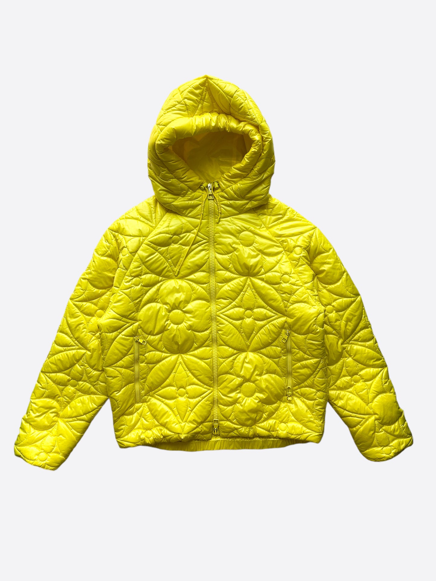 Yellow Louis Vuitton Hooded Windbreaker Coat