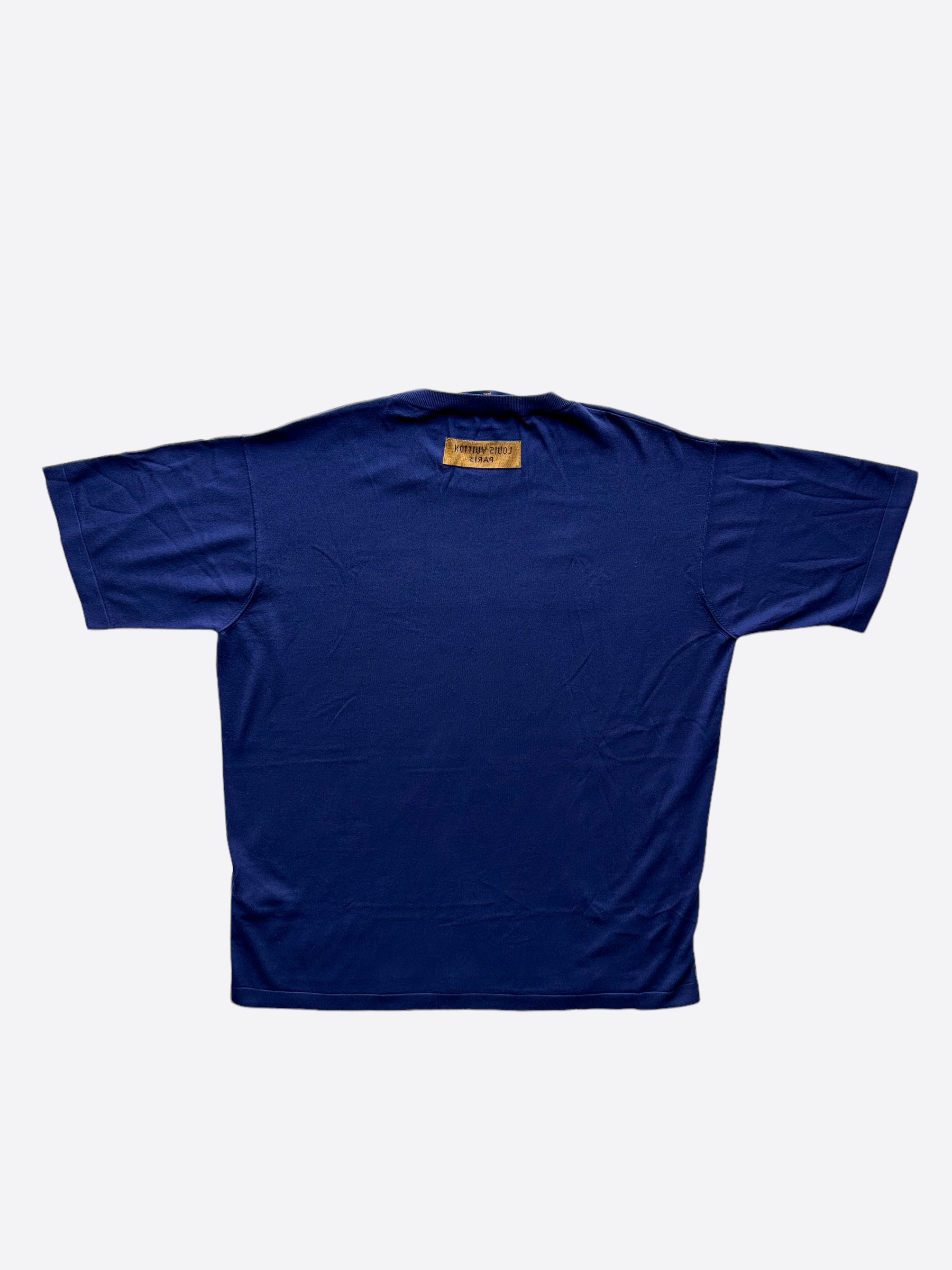 Louis Vuitton Blue Logo Embroidered Cotton Crew Neck Half Sleeve T-Shirt S  - ShopStyle