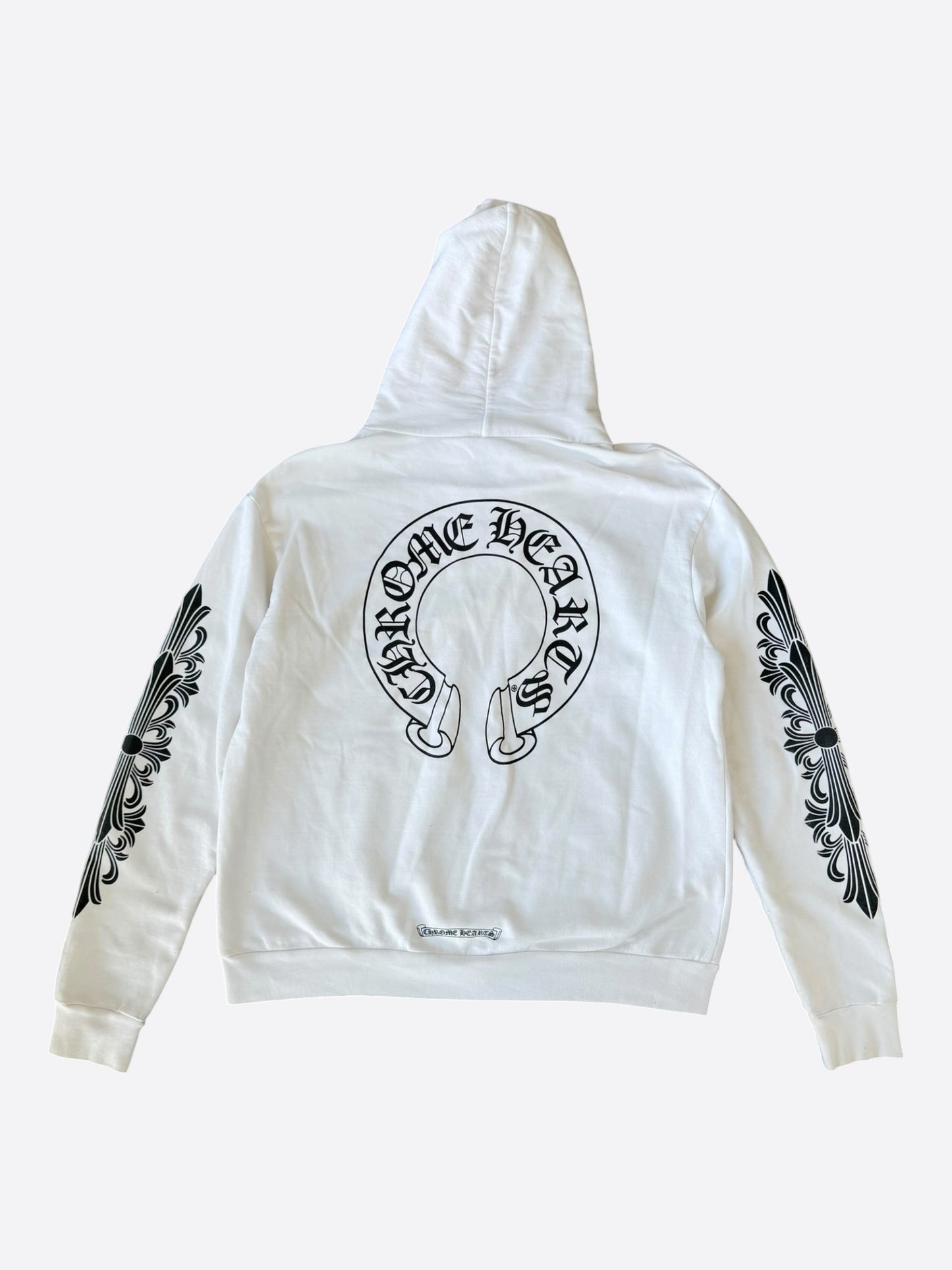 Chrome Hearts White & Black Horseshoe Logo Zip Up Hoodie