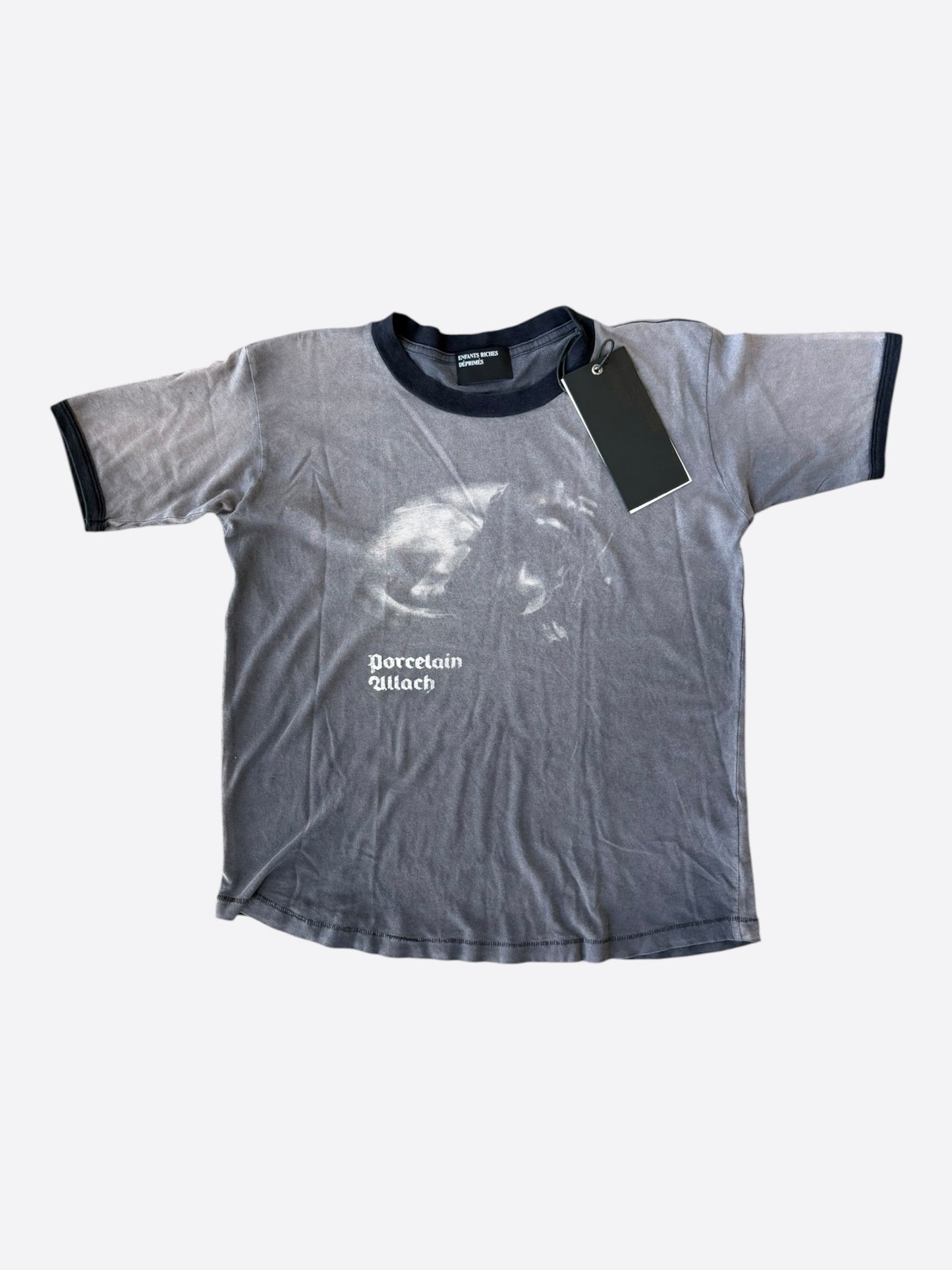 Enfants Riches Deprimes Grey & White Porcelain Dog Patch Ringer T-Shirt