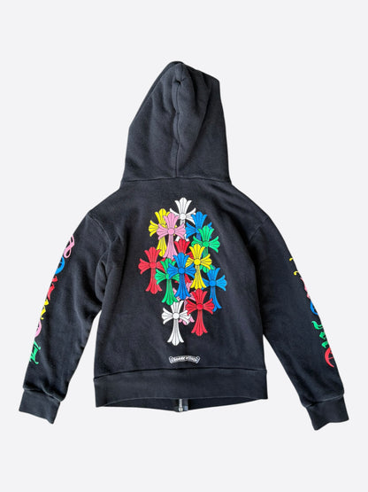 Chrome Hearts Black & Multicolor Cross Logo Kids Zip Up Hoodie