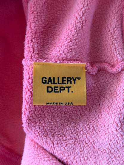 Gallery Dept Sunfaded Pink & Black Logo Zip Up Hoodie