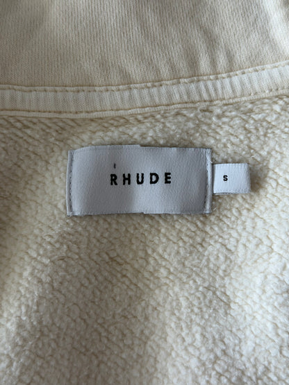 Rhude Vintage White & Black Script Logo Zip Up Hoodie