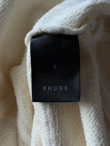Rhude Vintage White & Black Script Logo Zip Up Hoodie