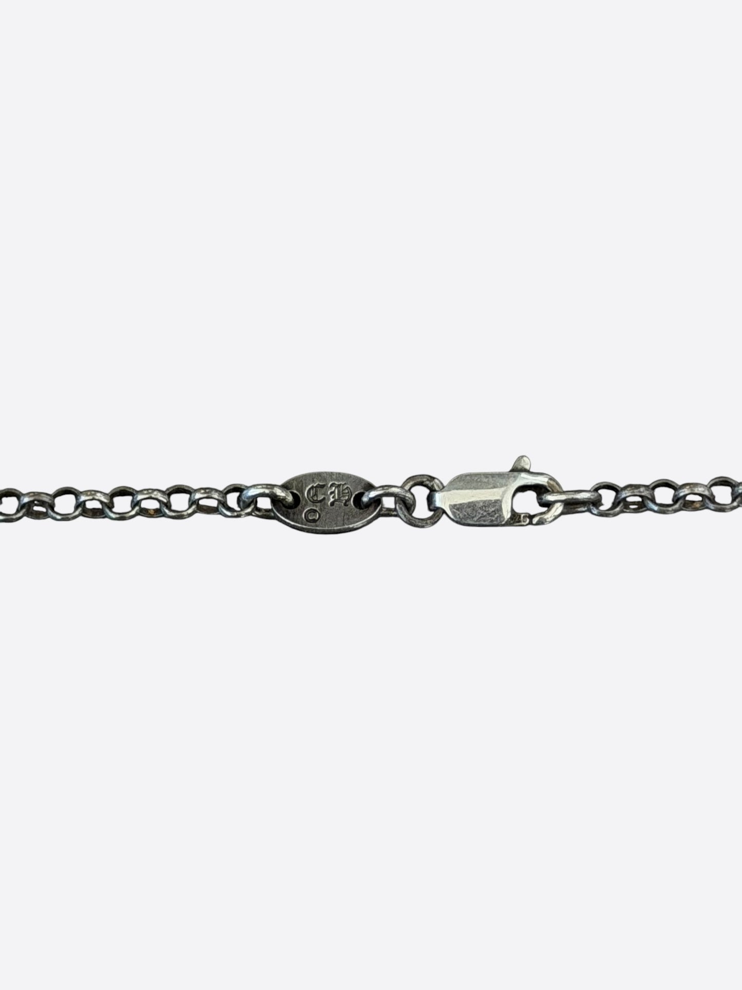 Chrome Hearts Silver & Diamond Safety Pin Roll Chain Necklace