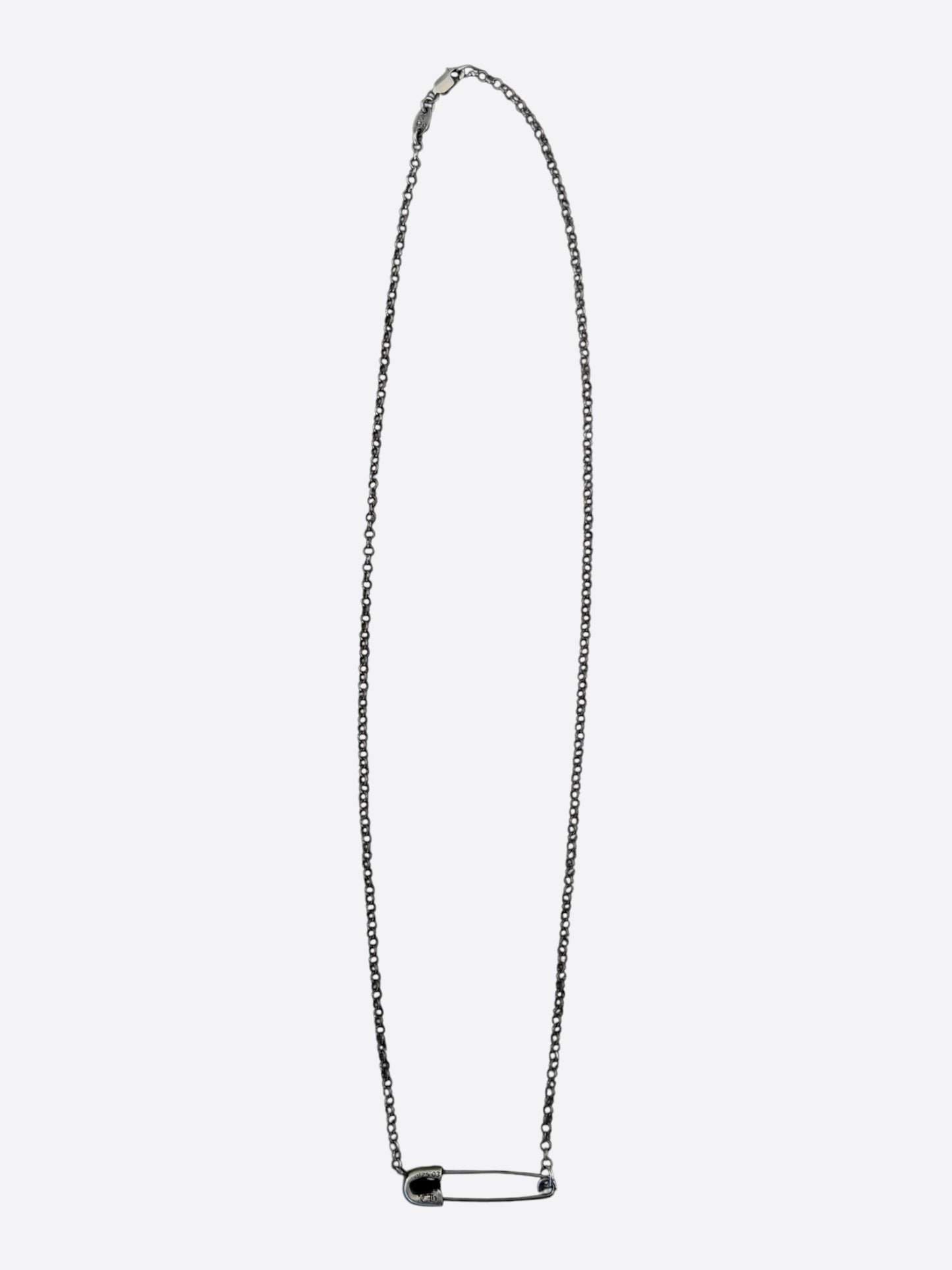 Chrome Hearts Silver & Diamond Safety Pin Roll Chain Necklace