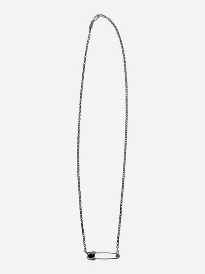 Chrome Hearts Silver & Diamond Safety Pin Roll Chain Necklace