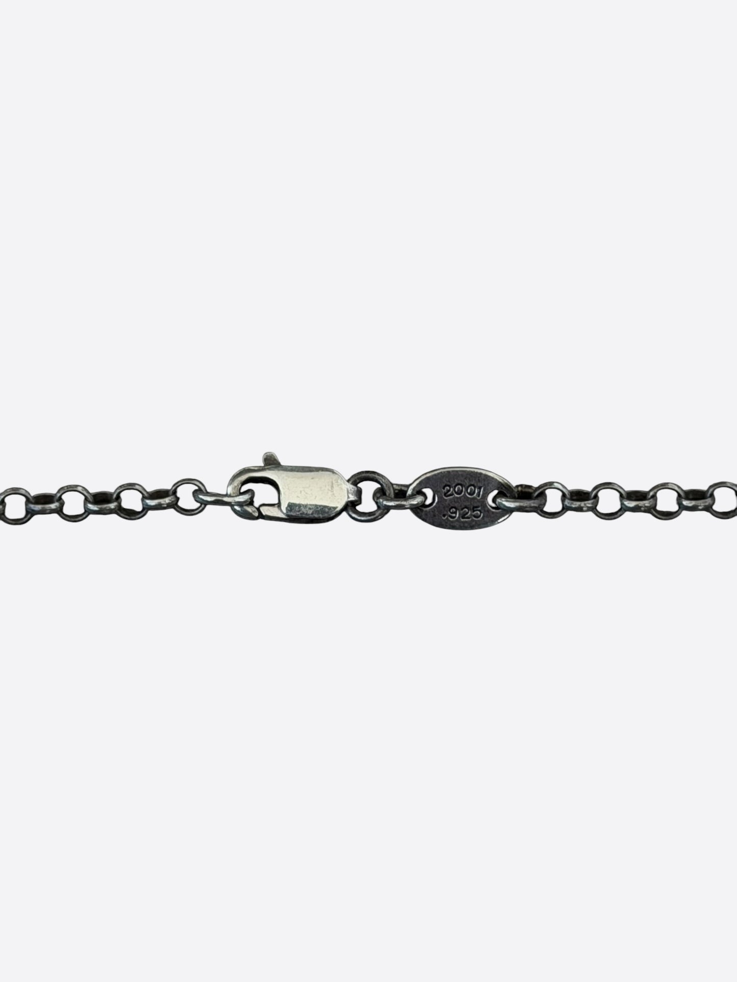 Chrome Hearts Silver & Diamond Safety Pin Roll Chain Necklace