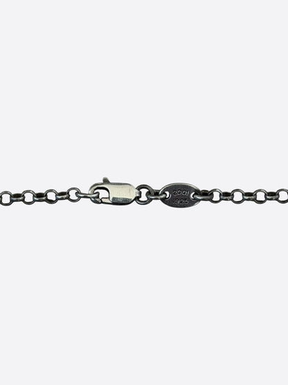 Chrome Hearts Silver & Diamond Safety Pin Roll Chain Necklace