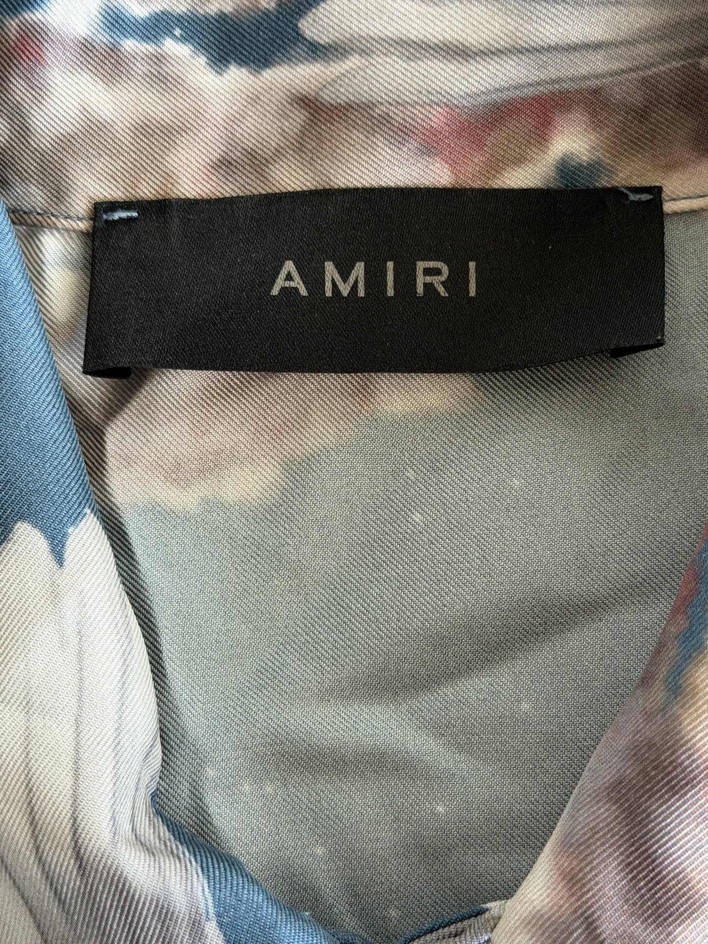 Amiri Blue Pegasus Graphic Silk Button Up Shirt