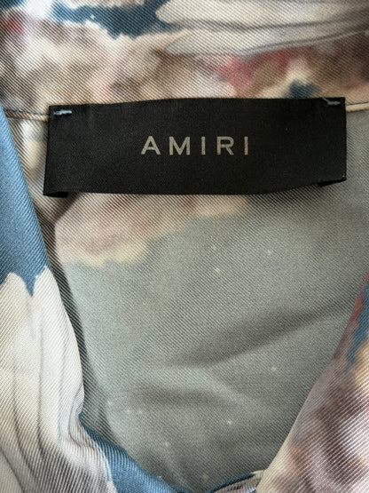 Amiri Blue Pegasus Graphic Silk Button Up Shirt
