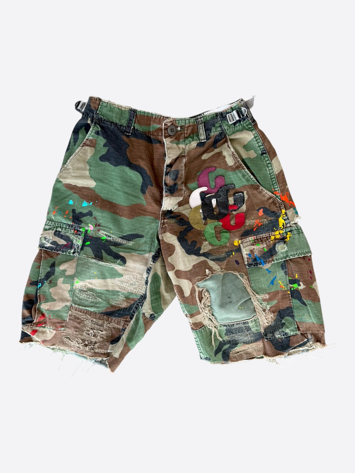 Gallery Dept Green Camouflage G Patch Cargo Shorts