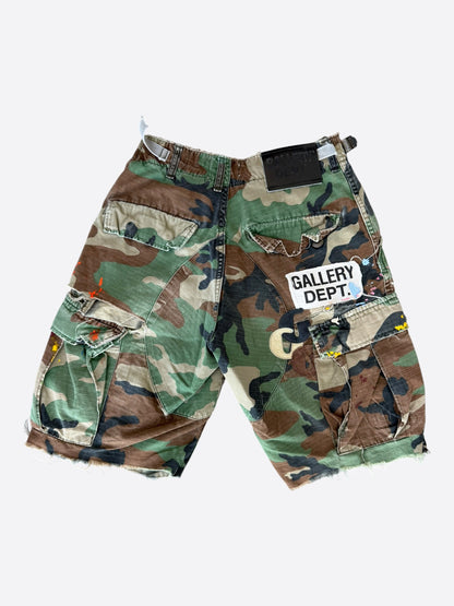 Gallery Dept Green Camouflage G Patch Cargo Shorts
