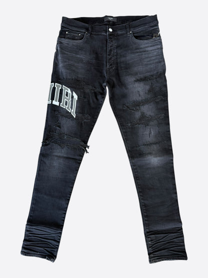 Amiri Vintage Black Repair Varsity Logo Jeans