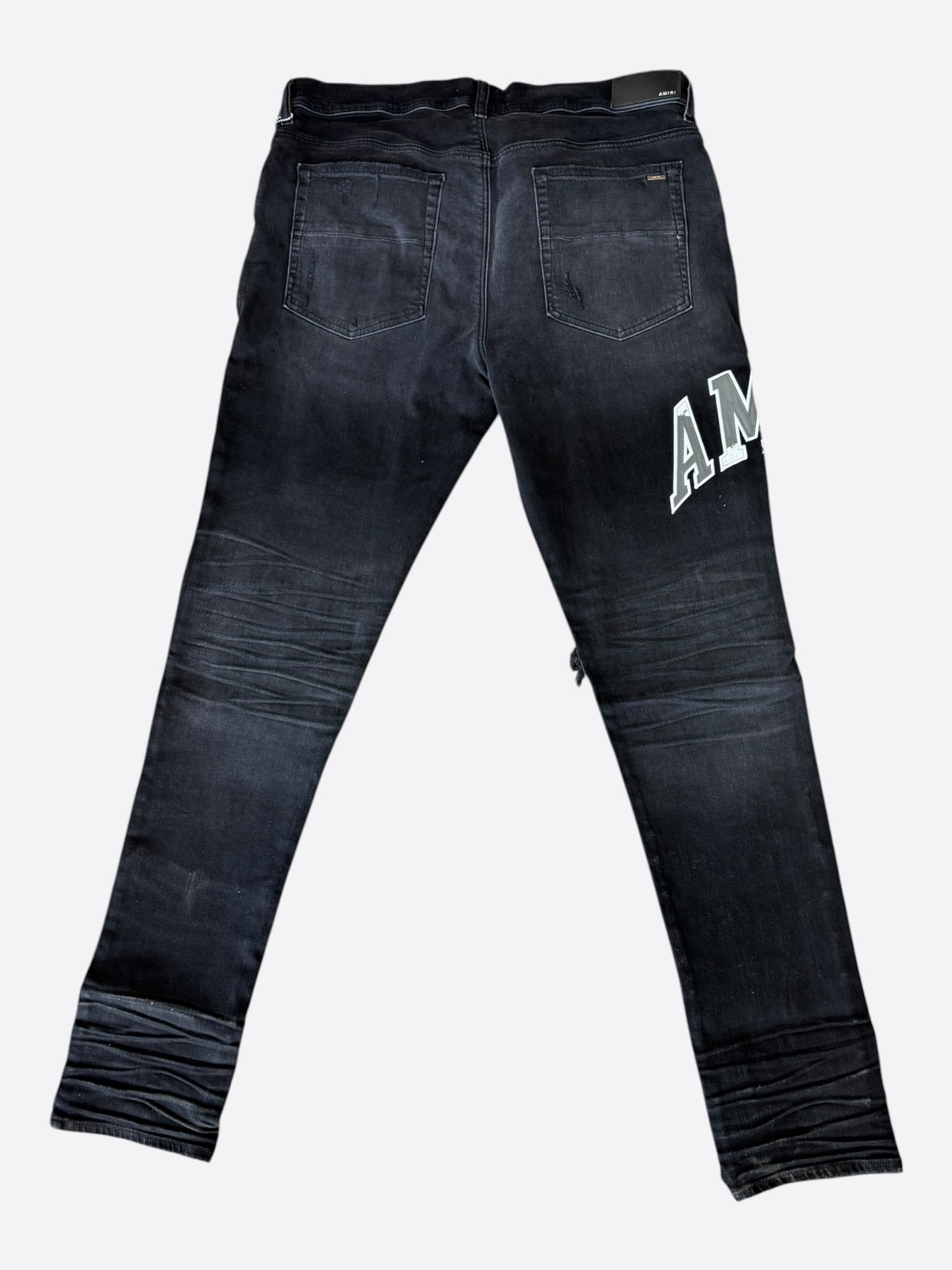 Amiri Vintage Black Repair Varsity Logo Jeans