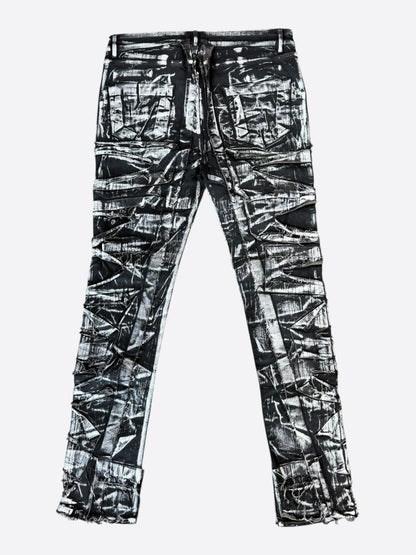 Rick Owens Black & White Destroyed Detroit Cut Jeans
