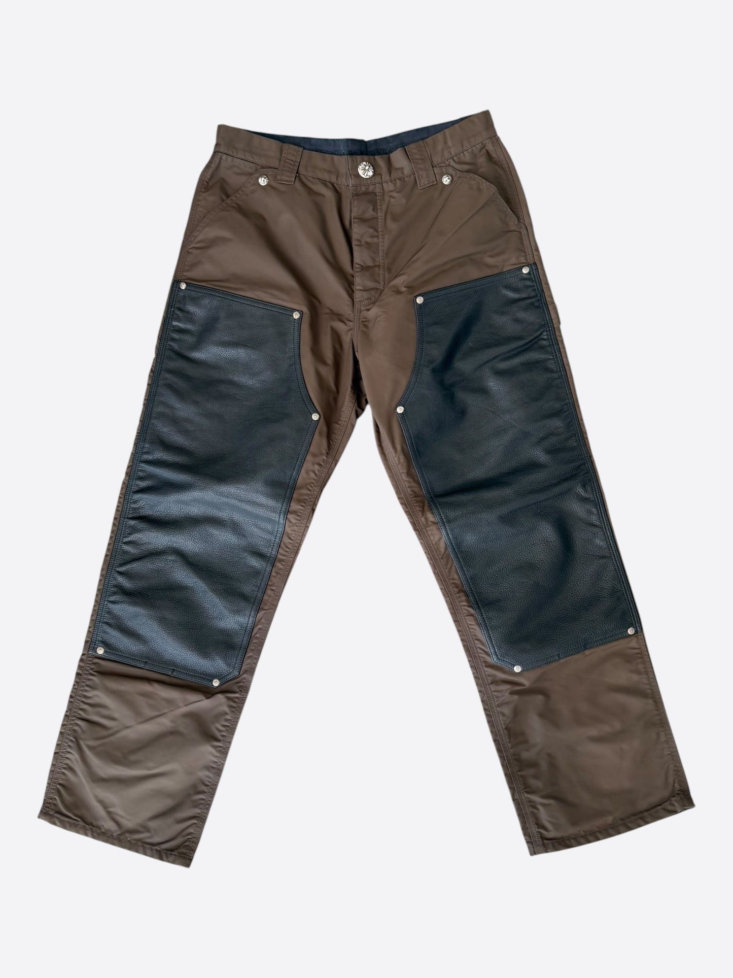 Chrome Hearts Brown Nylon & Leather Carpenter Pants
