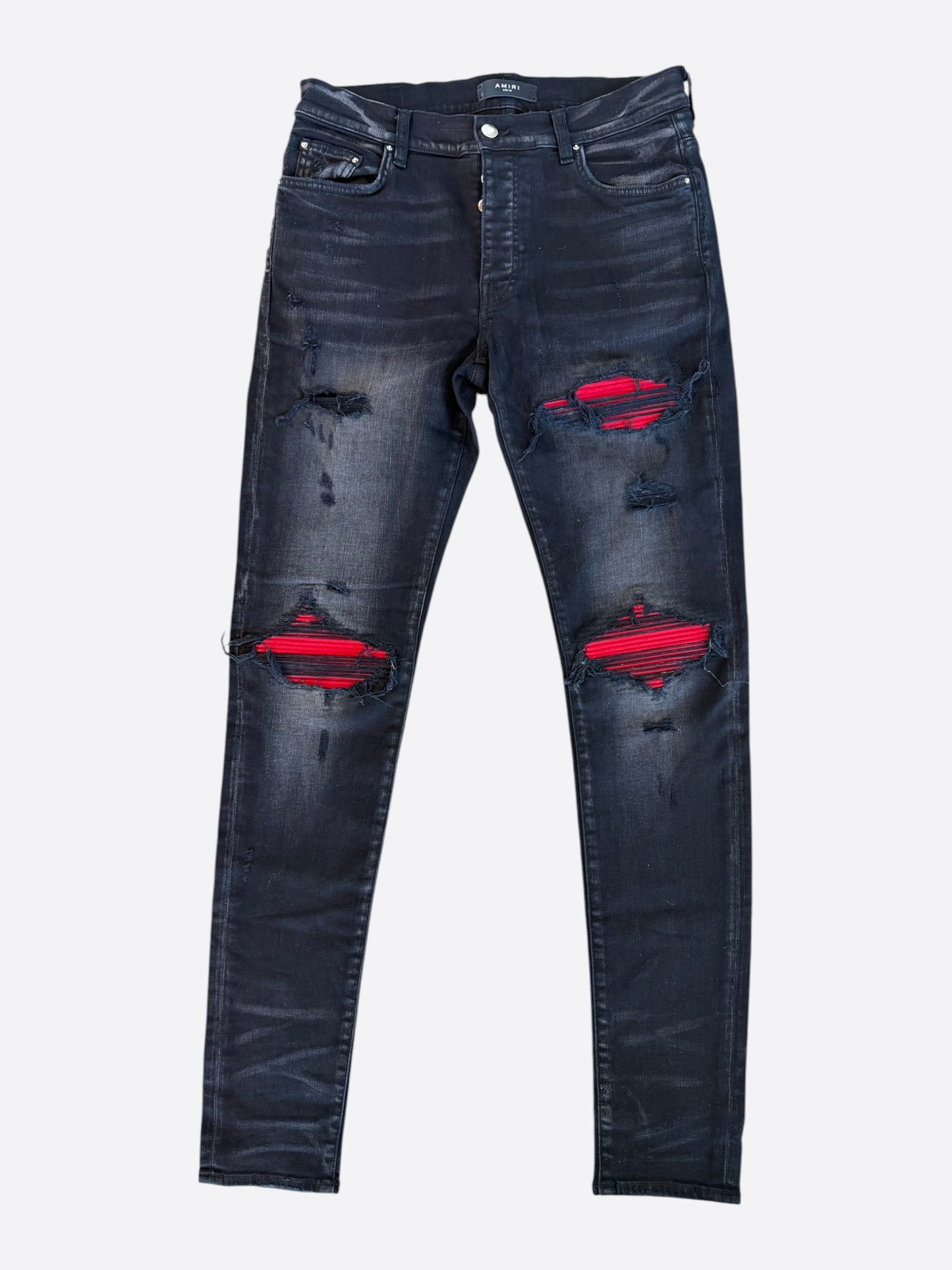 Amiri Aged Black & Red Patch MX1 Jeans
