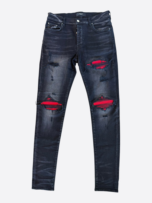 Amiri Aged Black & Red Patch MX1 Jeans