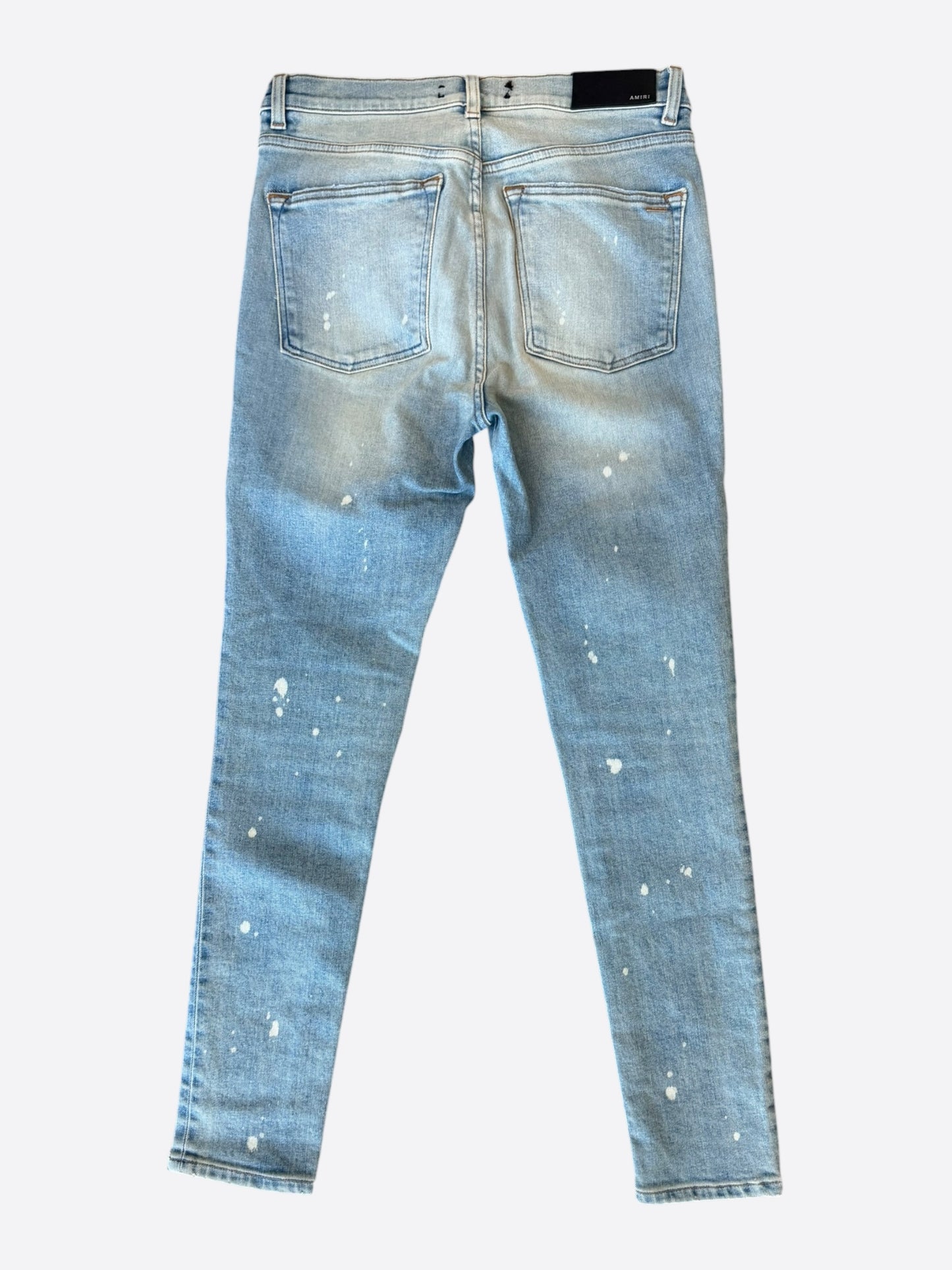 Amiri Light Indigo & White Patch Paint Splatter MX1 Jeans
