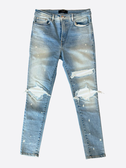 Amiri Light Indigo & White Patch Paint Splatter MX1 Jeans