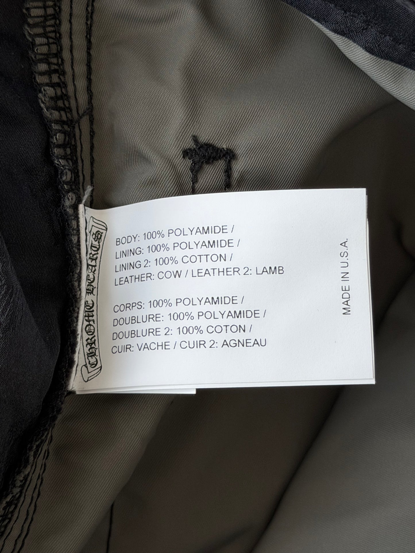 Chrome Hearts Black Nylon & Leather Carpenter Pants