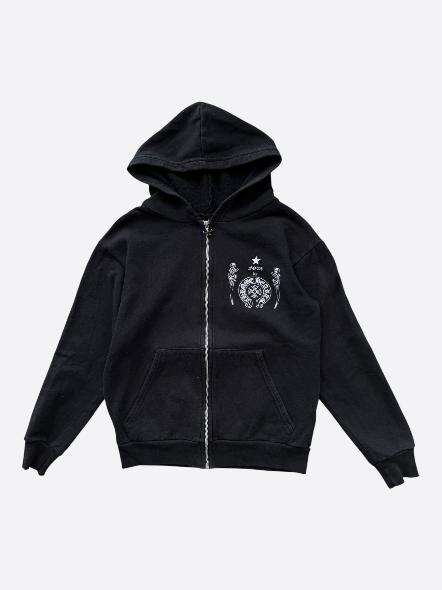 Chrome Hearts Black & White Foti Graphic Zip Up Hoodie