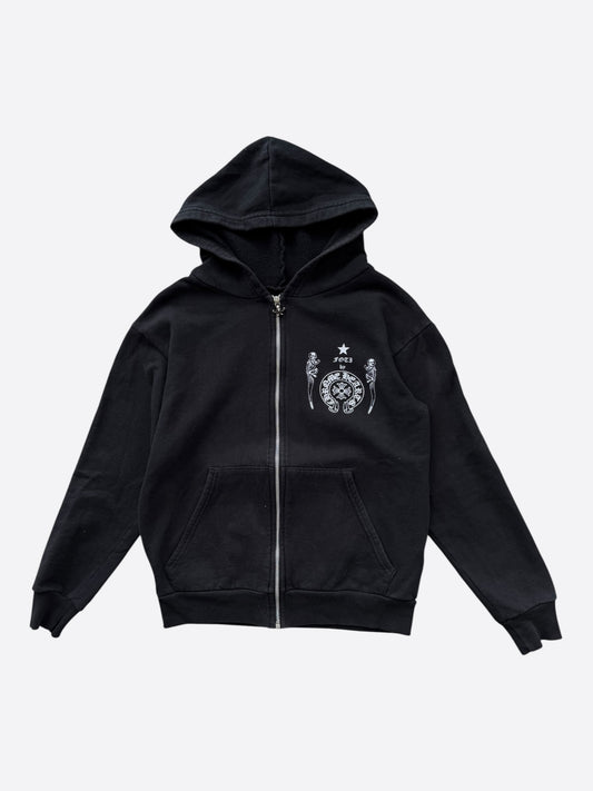 Chrome Hearts Black & White Foti Graphic Zip Up Hoodie