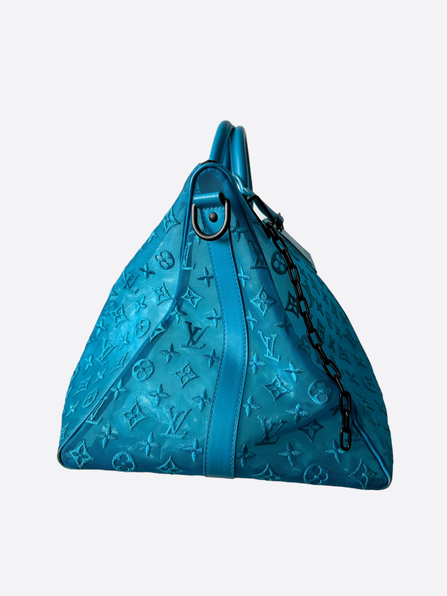 Louis Vuitton Neon Blue Mesh Triangle 'Keepall 50' Bag