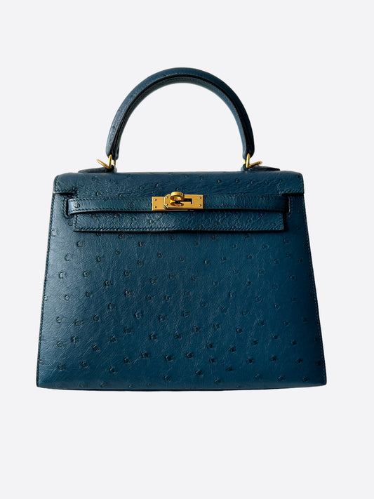 Hermès Blue Ostrich Kelly 25