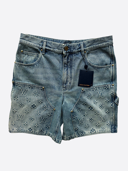 Louis Vuitton Blue Monogram Carpenter Denim Shorts