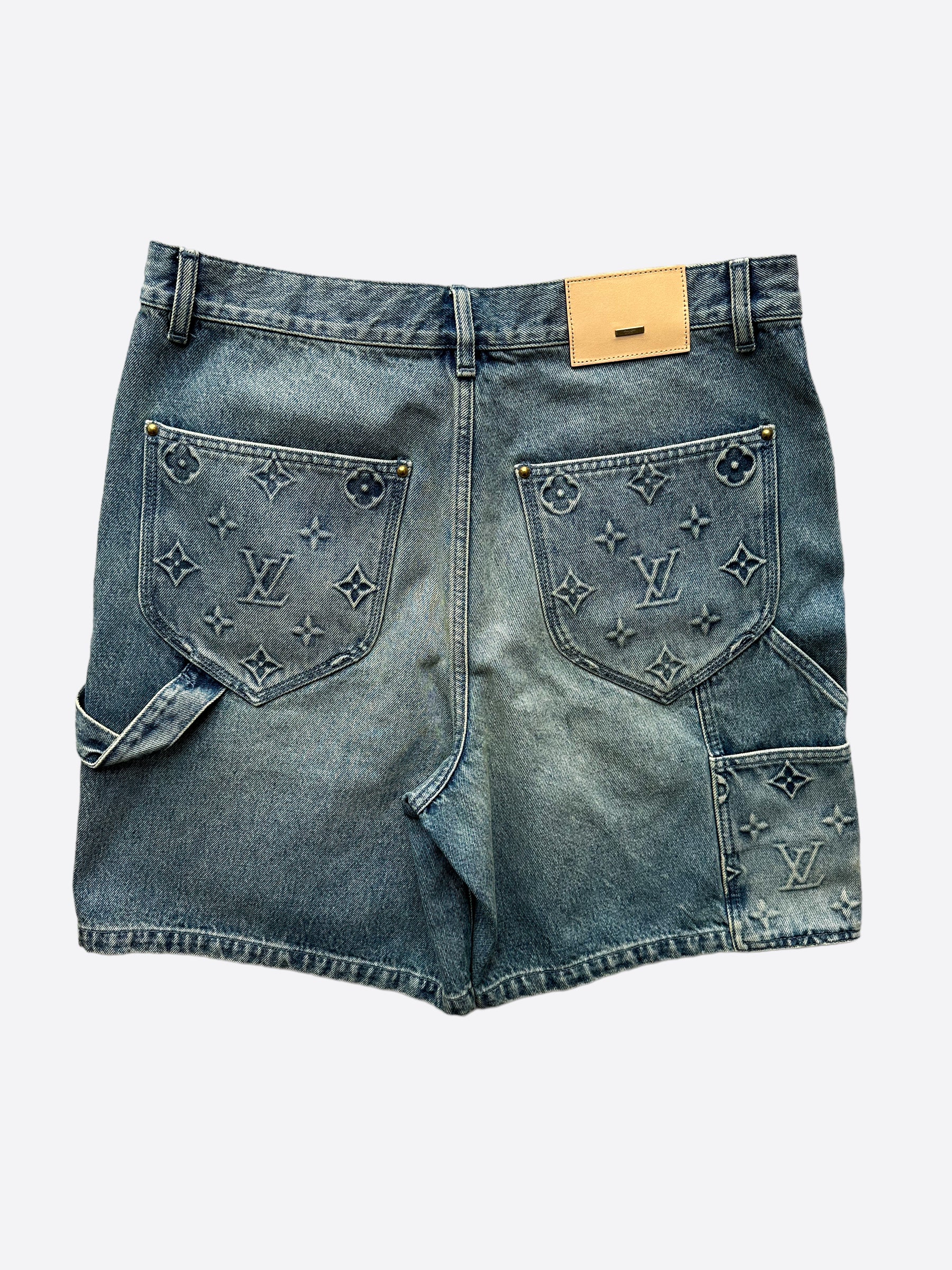 Louis Vuitton Blue Monogram Carpenter Denim Shorts – Savonches