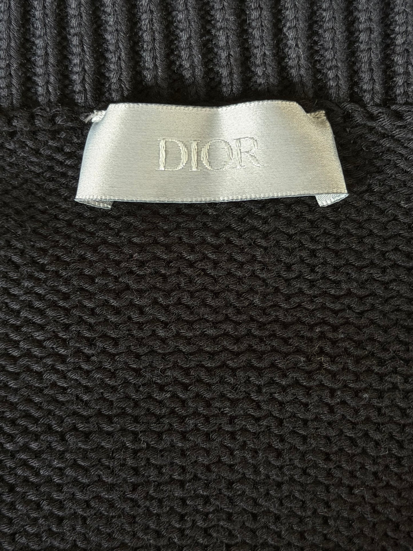 Dior Kenny Scharf Black & Grey Embroidered Logo Knitted T-Shirt