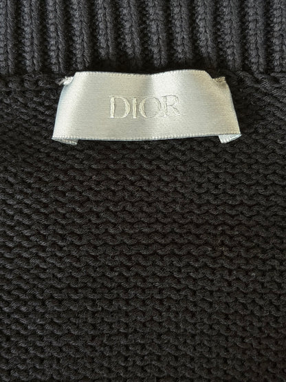 Dior Kenny Scharf Black & Grey Embroidered Logo Knitted T-Shirt