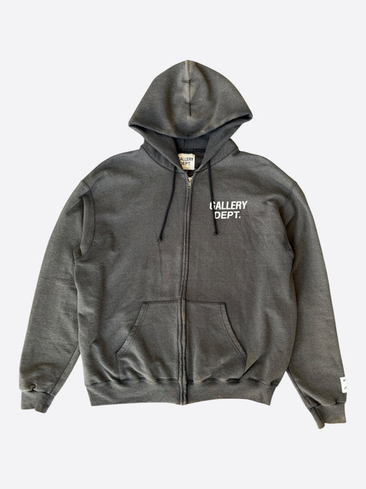 Gallery Dept Grey & White Logo Zip Up Hoodie