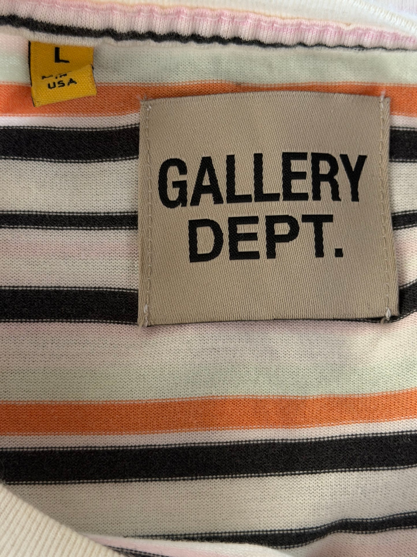 Gallery Dept Multicolor Striped Paint Splatter Logo T-Shirt