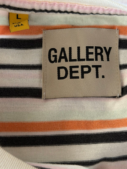 Gallery Dept Multicolor Striped Paint Splatter Logo T-Shirt
