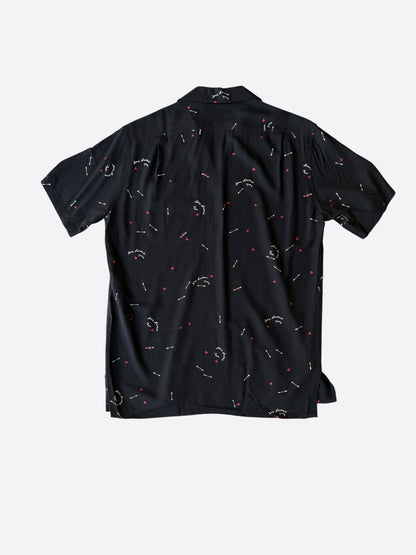 Saint Laurent Black, Red & White Cupid Silk Button Up Shirt