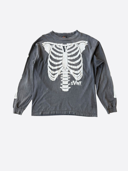 Saint Michael Vlone Washed Black Bone Graphic Longlseeve T-Shirt