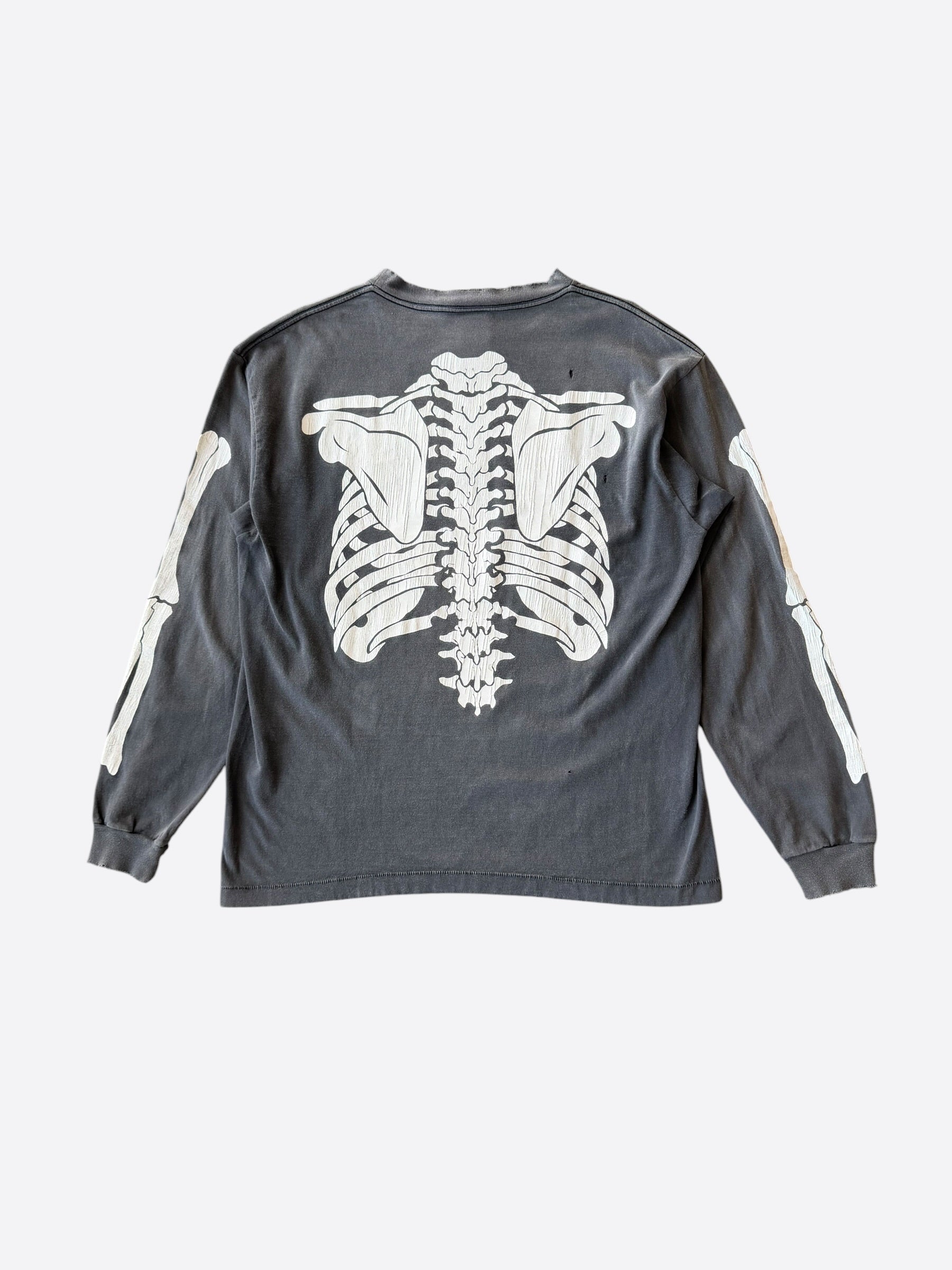 Saint Michael Vlone Washed Black Bone Graphic Longlseeve T-Shirt