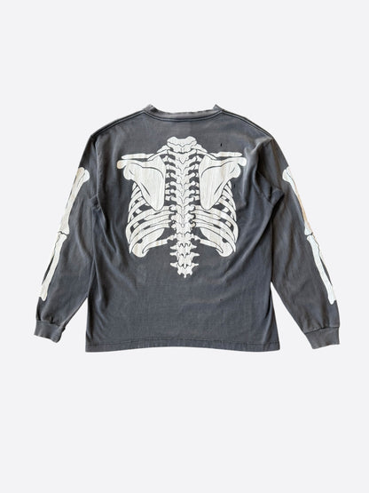 Saint Michael Vlone Washed Black Bone Graphic Longlseeve T-Shirt